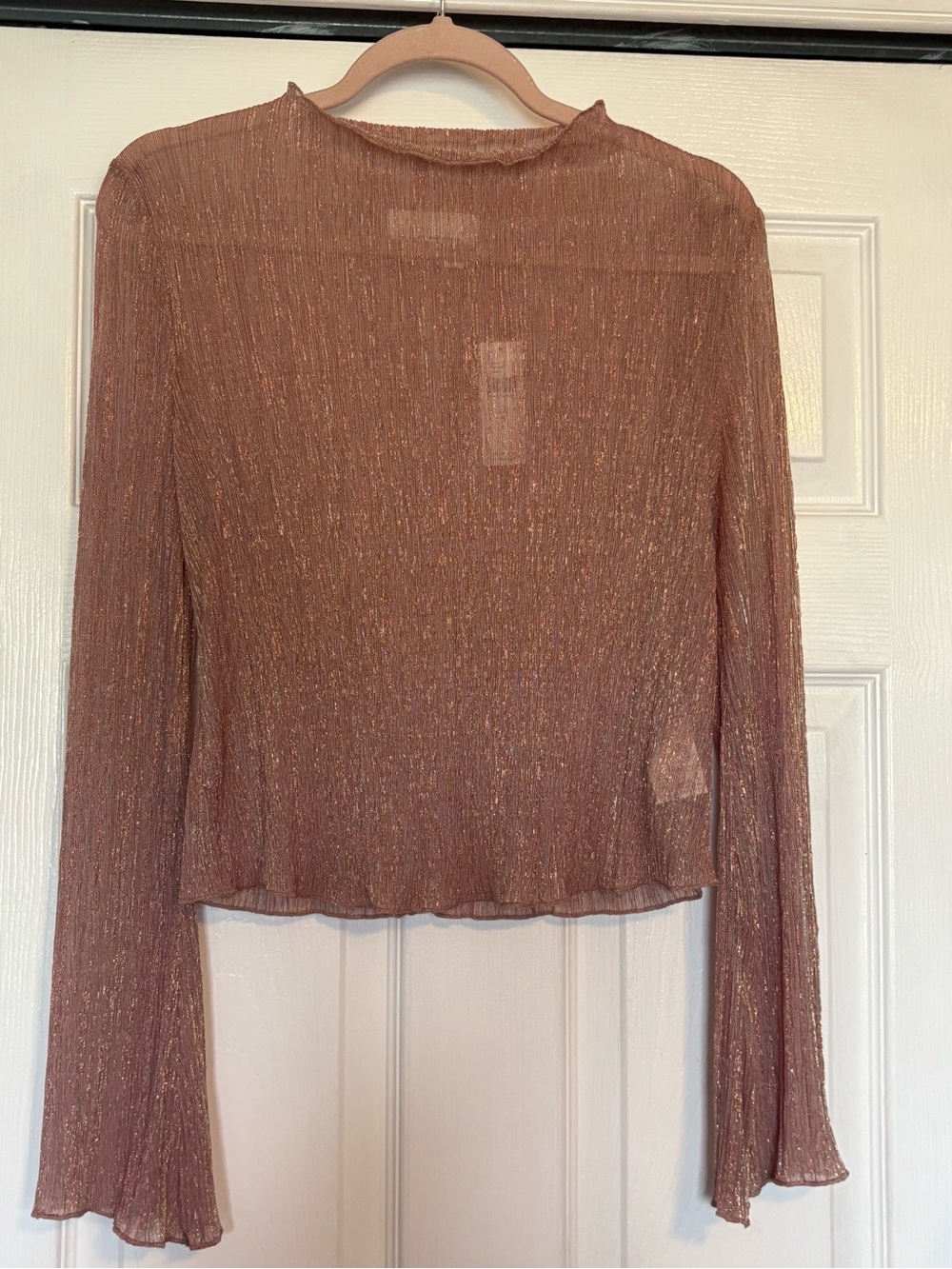 Anthropologie Shimmer Ribbed Top in Rose